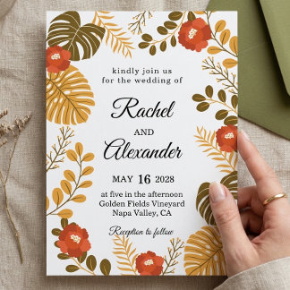 Invitación de boda botánica tropical