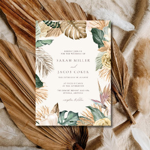 Invitación de boda botánica tropical elegante