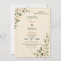 Invitación de boda botánica verde salvia