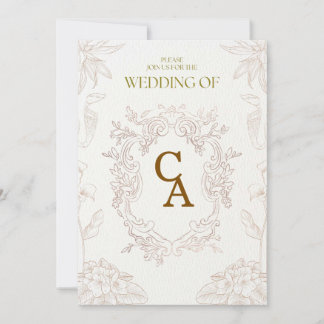 Invitación de boda botánica vintage | Flo elegante