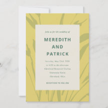 Invitación de boda Botanical Sketch Citrus Gold