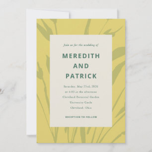 Invitación de boda Botanical Sketch Citrus Gold