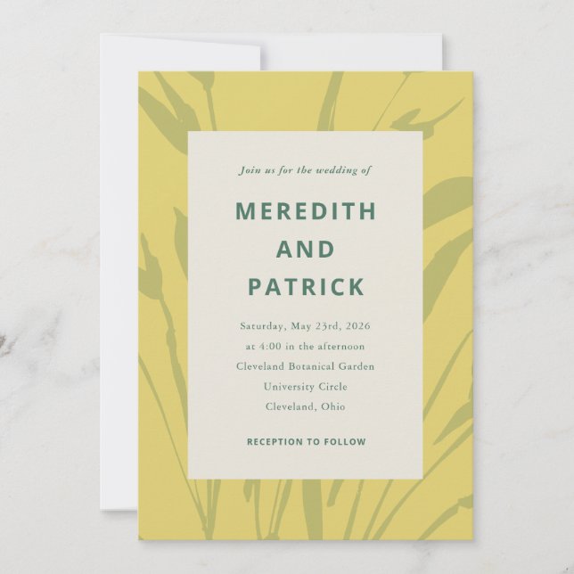 Invitación de boda Botanical Sketch Citrus Gold (Anverso)