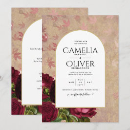 Invitación de Boda Botánico Vintage Moderno con Ro