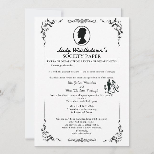 Invitación de Boda Bridgerton – Estilo Regencia   (Anverso)