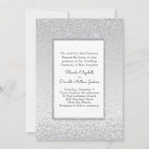 Invitación de boda Brillo y Resplandor Plateado