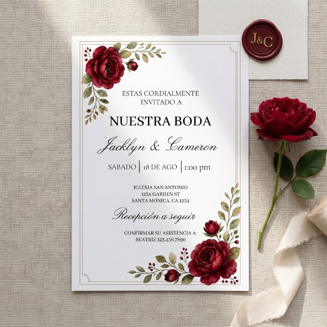 Invitación de boda Burgundy Bloom (Subido por el creador)