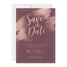 Invitación de boda Burgundy con pincelada de Rosa
