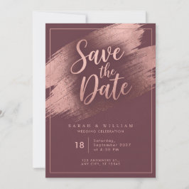 Invitación de boda Burgundy con pincelada de Rosa