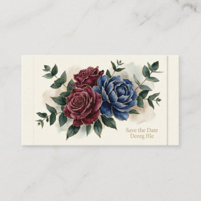 Invitación de Boda Burgundy Navy Malhumorado | Flo (Anverso)
