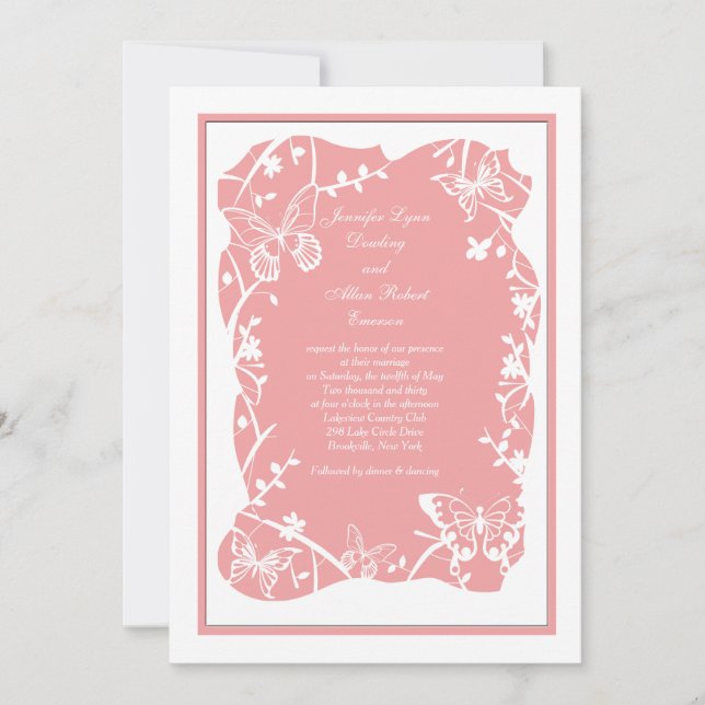 Invitación de boda Butterfly Meadow (Anverso)