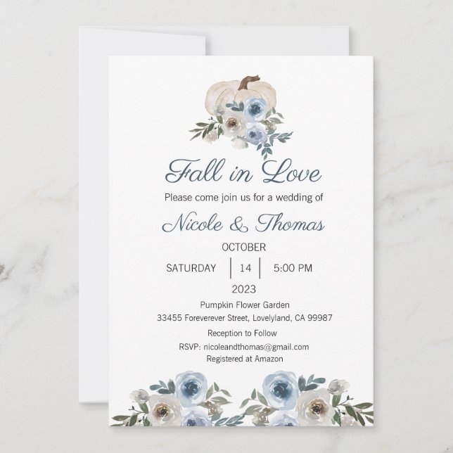 Invitación de Boda, Cae en Amor Boda  (Anverso)
