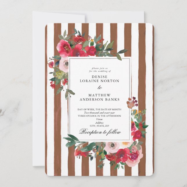 Invitación de boda Café Caramelo (Anverso)