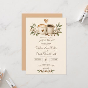 Invitación de Boda Café Granos Tazas Corazones Mez