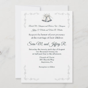 Invitación de boda campanas de boda de plata