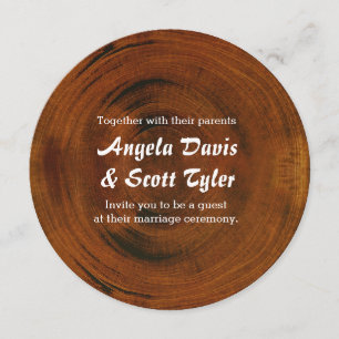 Invitación de Boda Campestre con Tocón de Árbol de