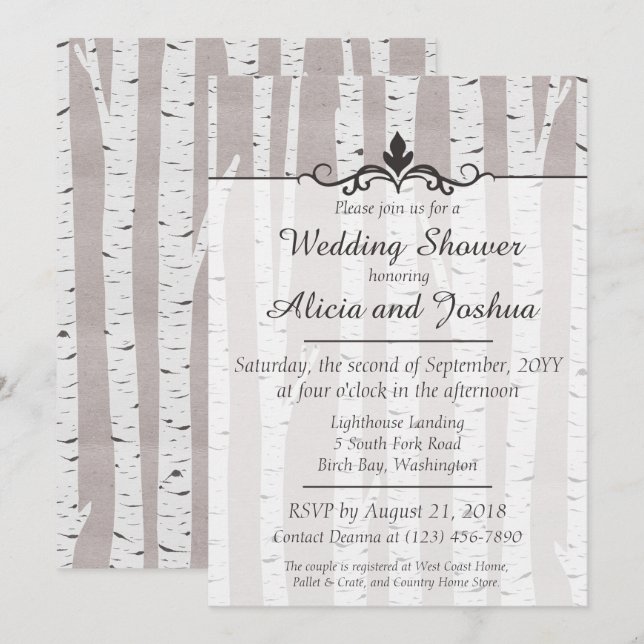 Invitación de Boda Campestre Rústica de Árbol de A (Anverso / Reverso)