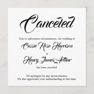 Invitación de Boda cancelada con detalles blancos