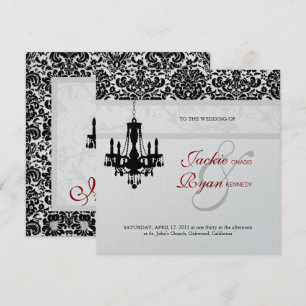 Invitación de boda Candil Negro Rojo Plata