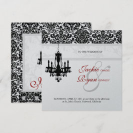 Invitación de Boda Candil Negro Rojo Plateado