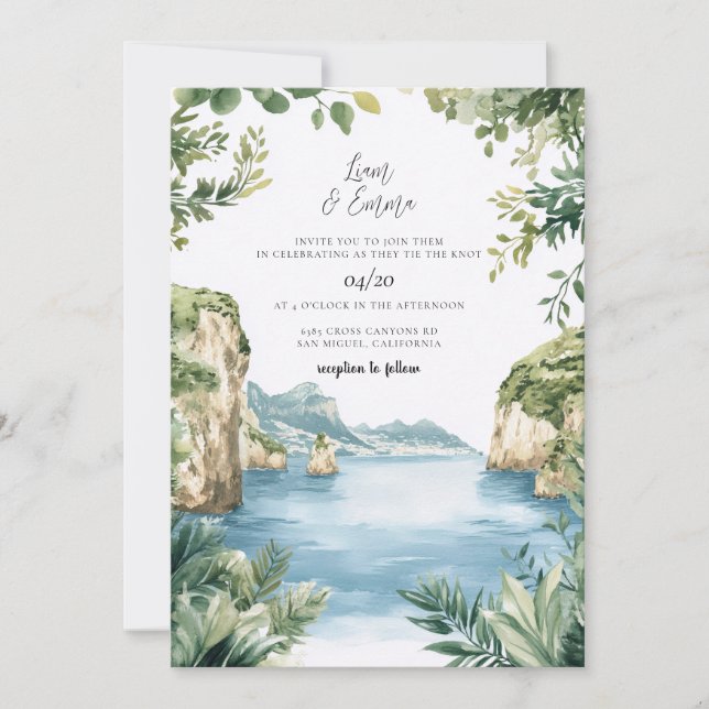 Invitación de boda Capri Italia (Anverso)