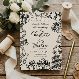 Invitación de Boda Caprichosa a Mano | Creativa