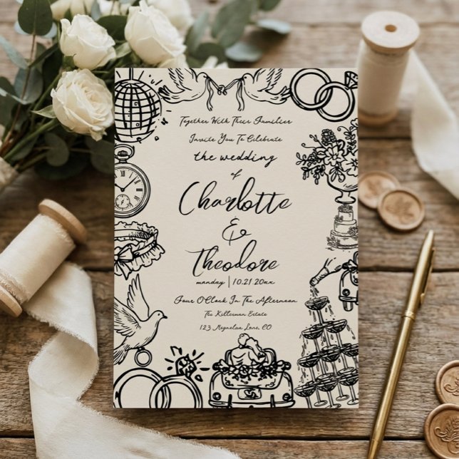 Invitación de Boda Caprichosa a Mano | Creativa (Subido por el creador)