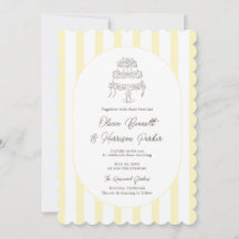 Invitación de boda caprichosa con rayas amarillas 
