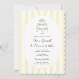 Invitación de boda caprichosa con rayas amarillas 