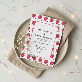 Invitación de boda caprichosa de fresa rosa