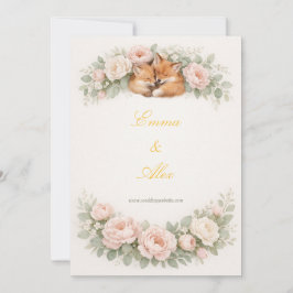 Invitación de boda caprichosa de zorro y floral pa