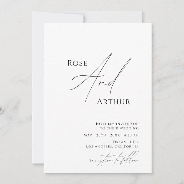 Invitación de Boda Caprichosa Minimalista (Anverso)