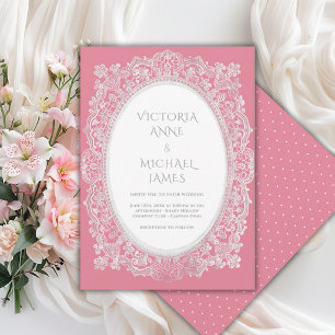 Invitación de boda caprichosa vintage de encaje ro