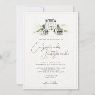 Invitación de Boda - Castillo Francés en Acuarela