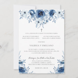 Invitación de Boda Catolica Azul Marino Boda