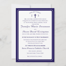 Invitación de boda católica con monograma atempora