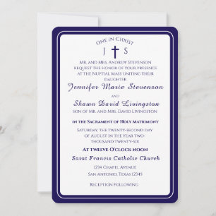 Invitación de boda católica con monograma atempora