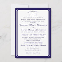Invitación de boda católica con monograma atempora