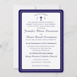 Invitación de boda católica con monograma atempora