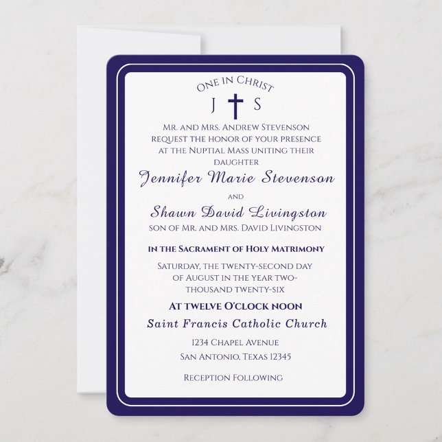 Invitación de boda católica con monograma atempora (Subido por el creador)