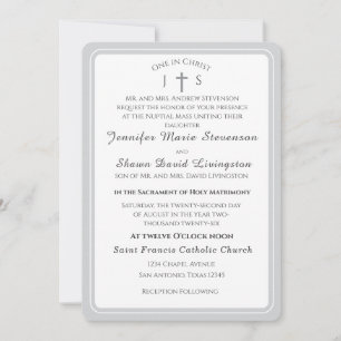 Invitación de boda católica con monograma atempora