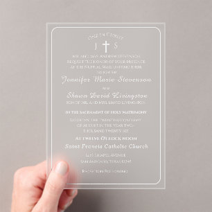 Invitación de boda católica con monograma atempora