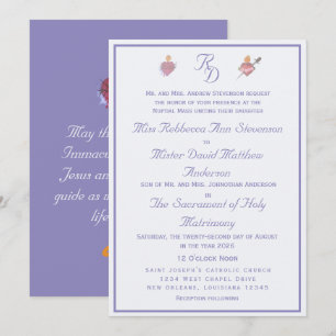 Invitación de Boda Católica de Dos Corazones de Vi