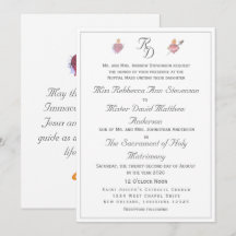 Invitación de Boda Católica de Dos Corazones Elega