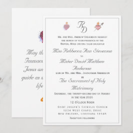 Invitación de Boda Católica de Dos Corazones Elega