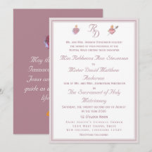 Invitación de Boda Católica Dos Corazones Rosa Pol