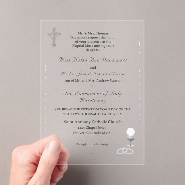 Invitación de Boda Católica Gracia Nupcial (Insitu (portátil))
