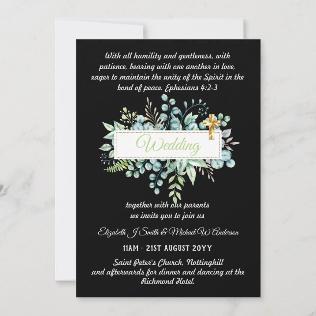 Invitación de boda católica moderna (Anverso)
