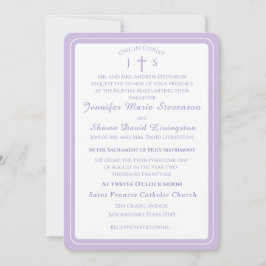 Invitación de boda católica monogramada atemporal