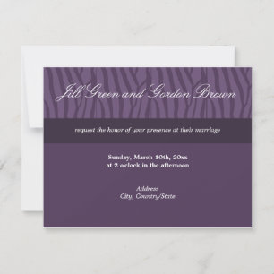 Invitación de boda cebra púrpura elegante
